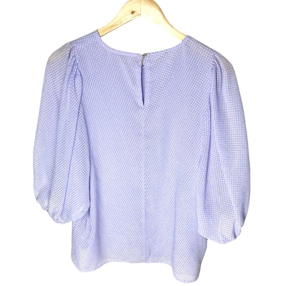 Calvin Klein Lavender Balloon-Sleeve‎ Blouse Spring Pastel Semi-Sheer Top Size L - Picture 3 of 13